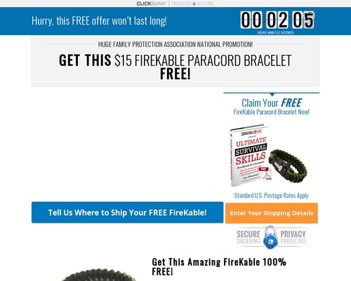 Free FireKable Paracord Bracelet Offer – Survival Life Free FireKable Paracord Bracelet Offer – Survival Life