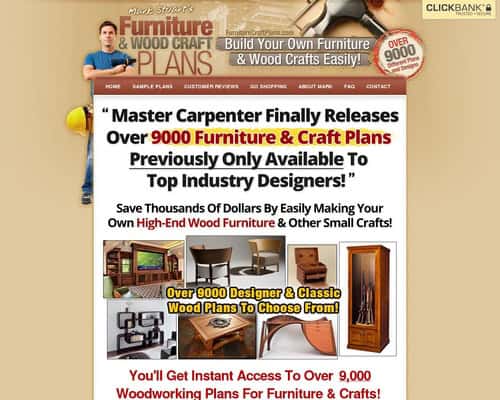 Collection of DIY wood furniture and craft plans for woodworking projects.